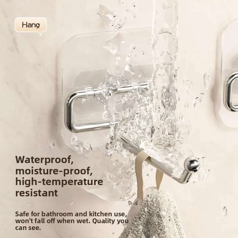 Stainless Steel Hook Powerful Wall Adhesive Hook Door Back No Drilling Traceless Hook Bathroom Kitchen Rotatable Maximum Load...