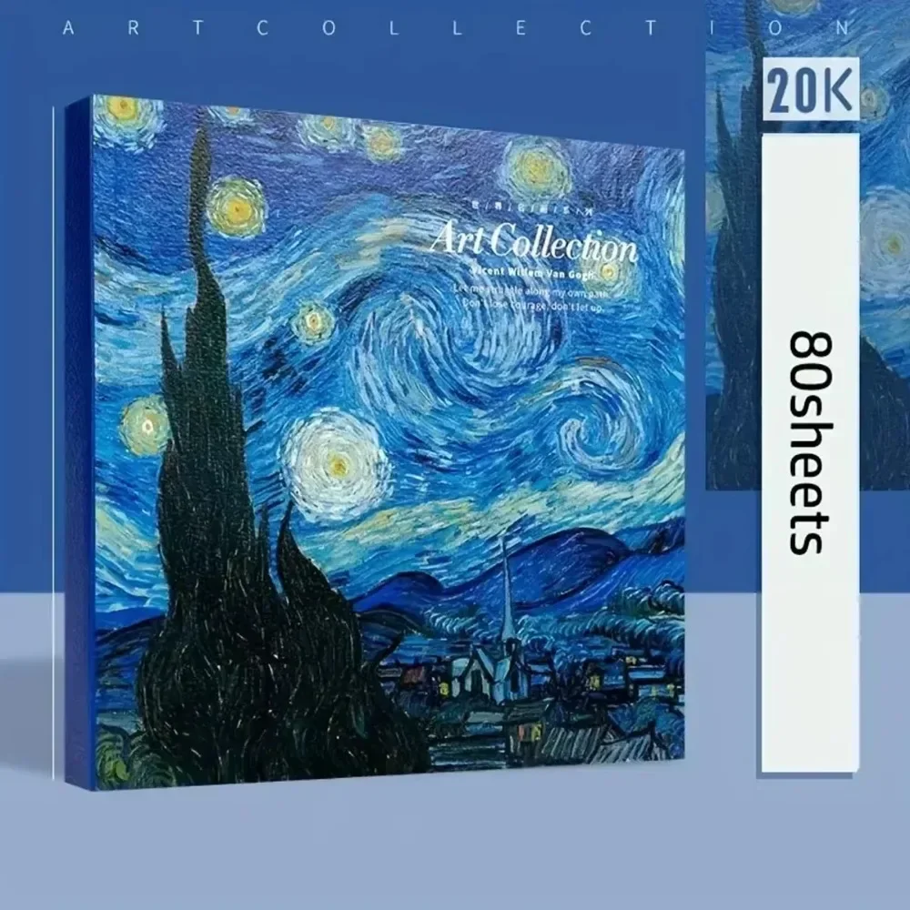 80 hojas de dibujo, libro de bocetos DIY, cuadernos de bocetos gruesos, pintura por imagen al óleo, crayón, pintura, suministros de papelería artística