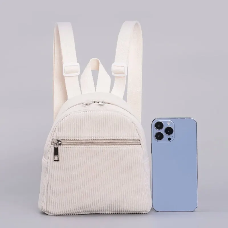 Mochila informal clásica de pana minimalista para niños, Mini bolso de viaje de alta calidad para mujer