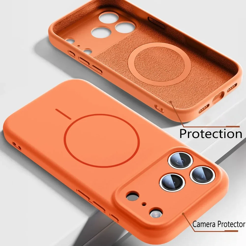 Für MagSafe Flüssigsilikon-Handyhüllen für iPhone 17 16 15 14 13 12 Pro Max 16 Plus Air Case Magnetische kabellose Ladehülle – Detail 3