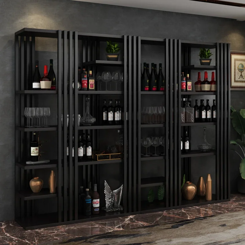 

Full Kitchen Cabinet Iron Whiskey Showcase Wine Rack Open Cabinets Elegant Vintage Stands Metal Storage Nordic Vitrine Home Bar