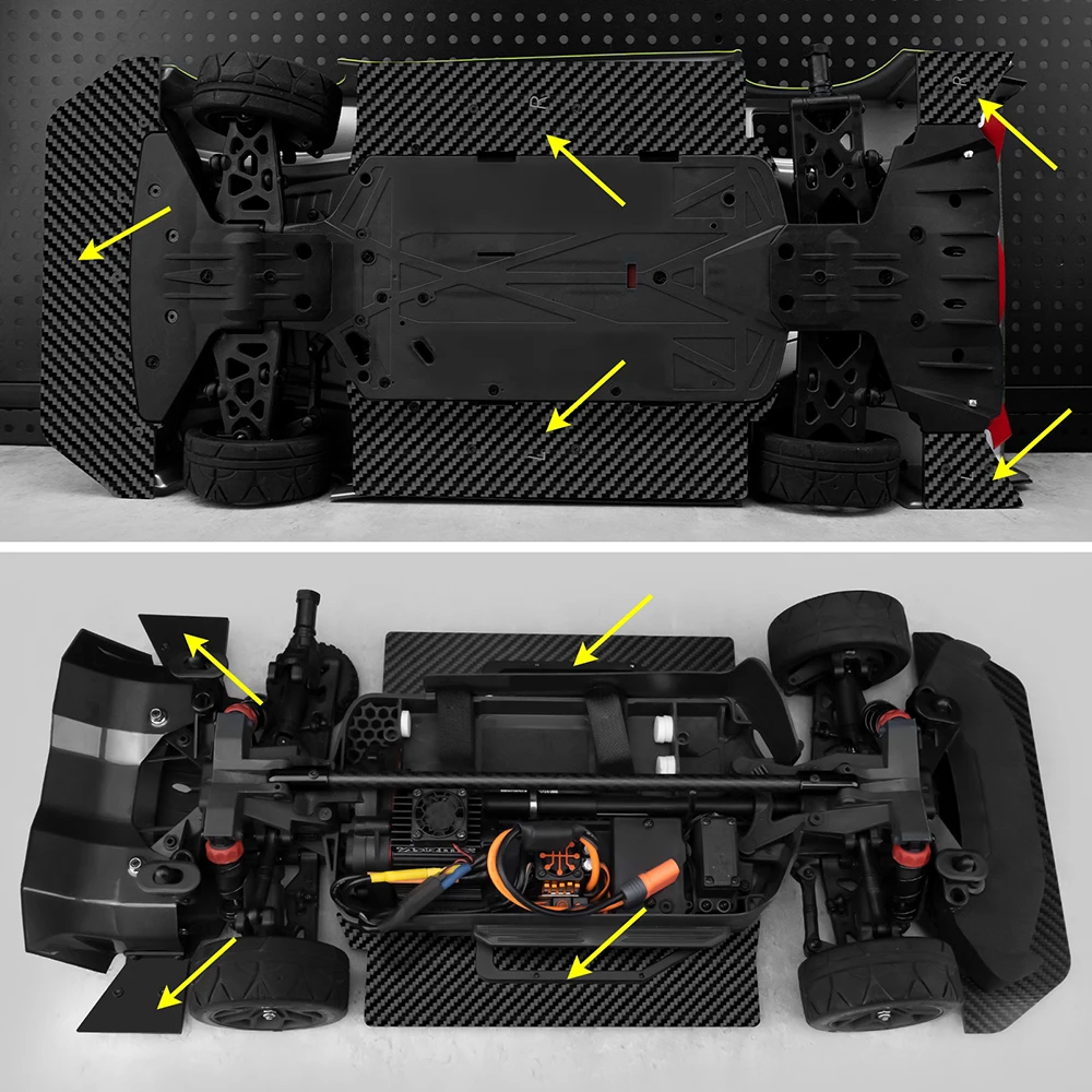 AXSPEED-Juego de protector inferior de placa de deslizamiento de chasis de fibra de carbono para piezas de mejora 1/8 A-RRMA VENDETTA 3S