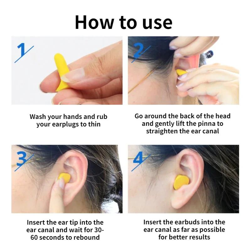 20/60 Pcs Earplugs Anti Noise Reduction Protection Sound Insulation Foam Soft Sleep Cancelling Earplug Improve Sleeping Ear Plug