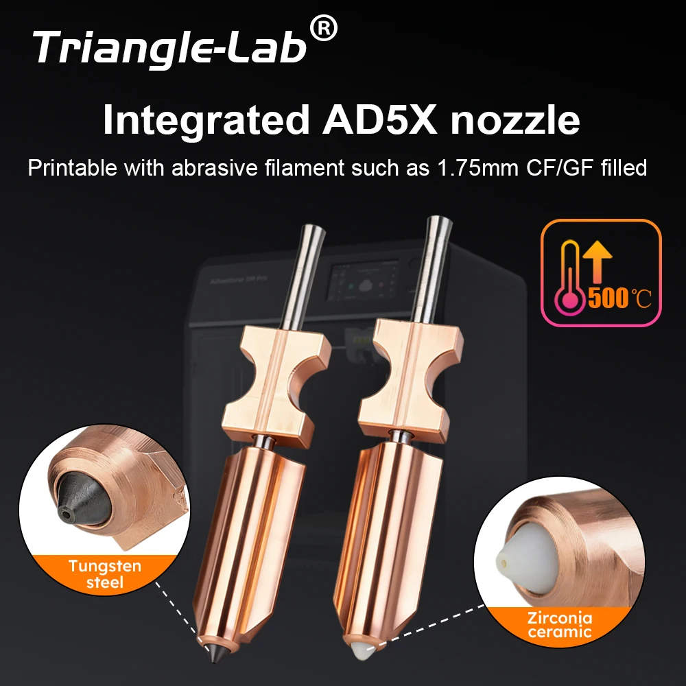 

Trianglelab® AD5X Zirconia Ceramic Nozzle AD5X Tungsten Steel Nozzle Upgrade Integrated for Flashforge AD5X High Quality