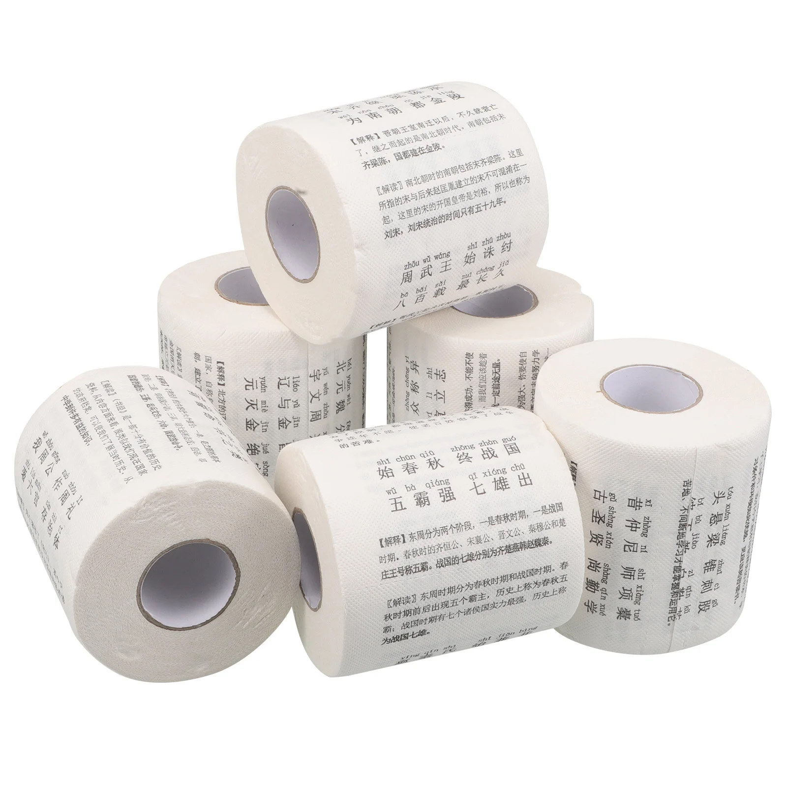 6 لفات مناديل تواليت الورقية التعليمية المطبوعة للمنزل والمكتب والسفر من لب الخشب الطبيعي الناعم لتزيين أنسجة الحمام #5