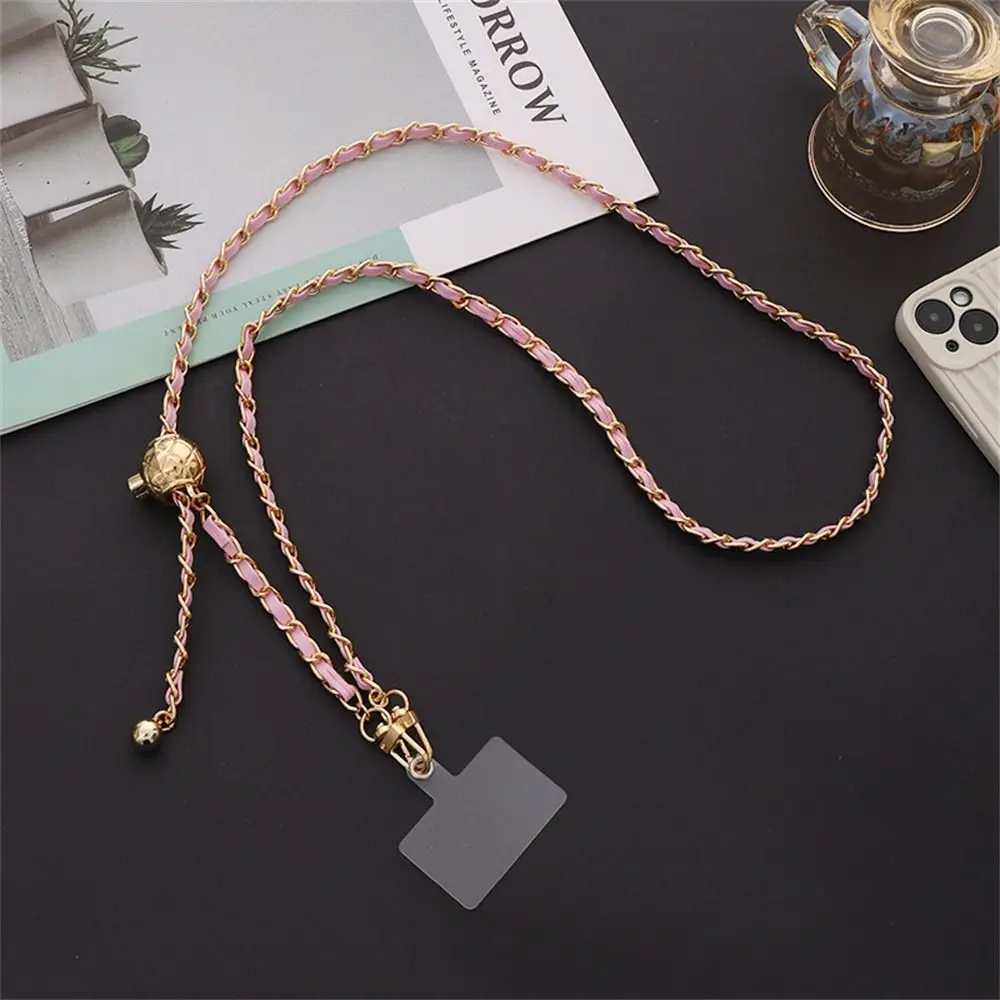 

Цепочка для сумки, анти-потерянная цепочка для телефона через плечо, регулируемый металлический чехол для телефона, подвесной длинный шейный ремешок для телефона из искусственной кожи для девочек и дам