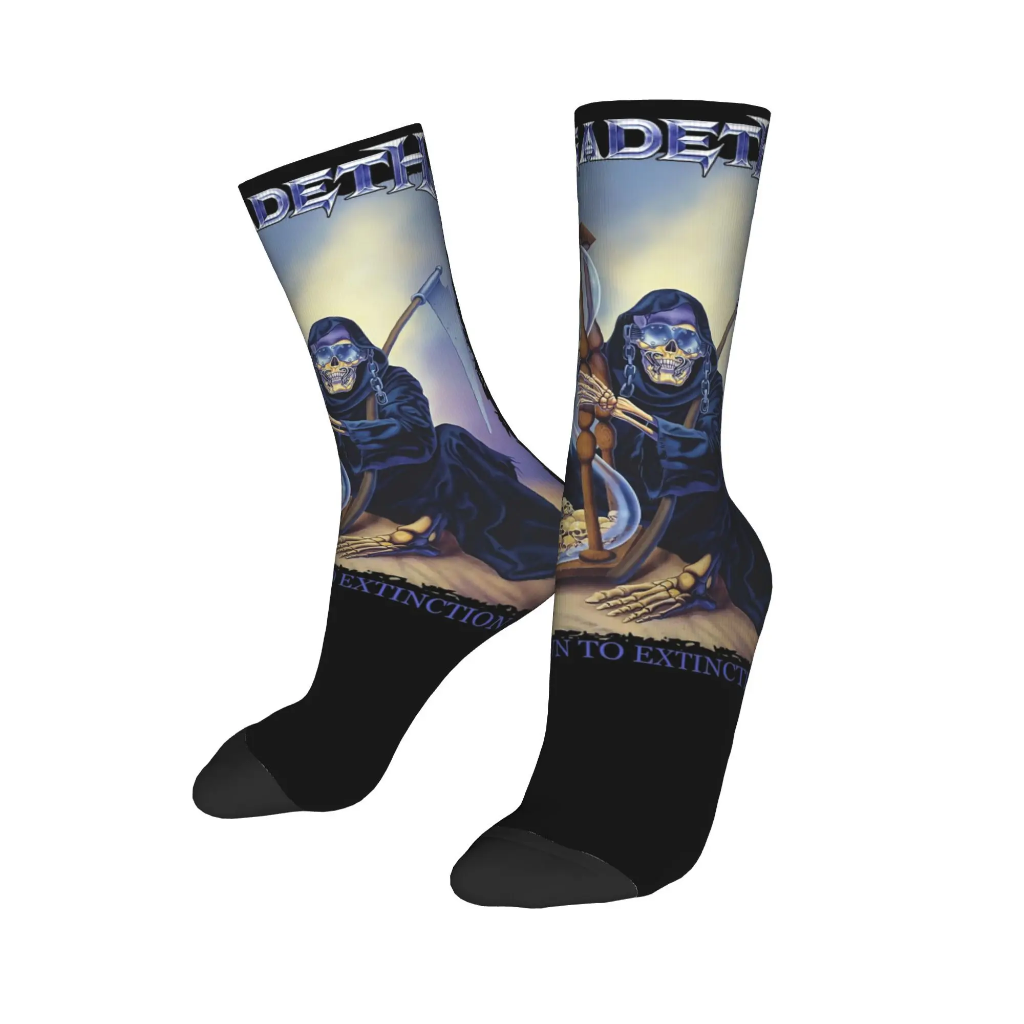 

Megadeths Metal Band Theme Design Crew Socks Outfits for Daily Wear Non-slip MegaRock Dress Socks