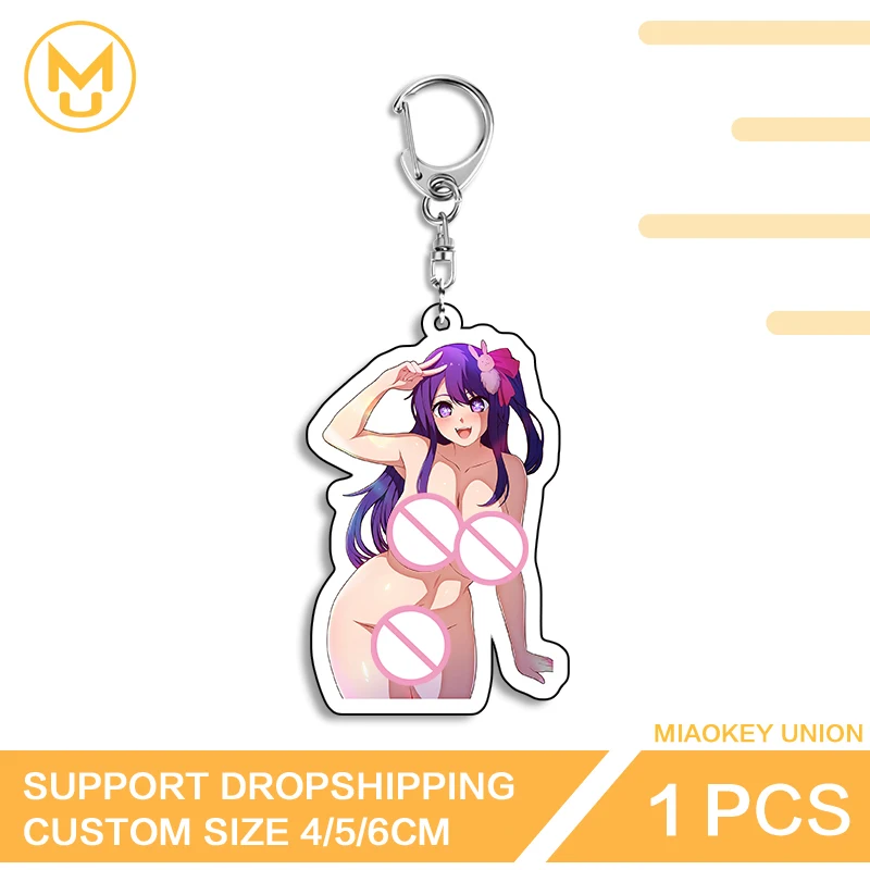 Hentai No Bra Hoshino Ai Vtuber Bikini Key Chains Unique Vivid Art Creative Trendy Accessories Seductive Anime Waifu Peripherals