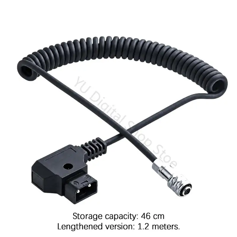 96BA Stromkabel für mobile Filmkameras, spiralförmiges D-TAP-auf-BMPCC-4K-Locking-Fit-Kabel für Live-Produktion, flexibles – Detail 6