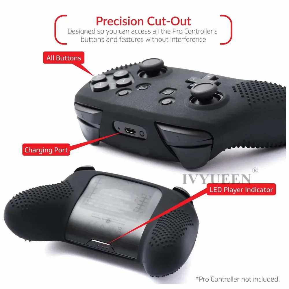 IVYUEENกรณีสำหรับNintend Switch NS NX Pro Controllerป้องกัน 8 Caps GripsสำหรับNintendoSwitch