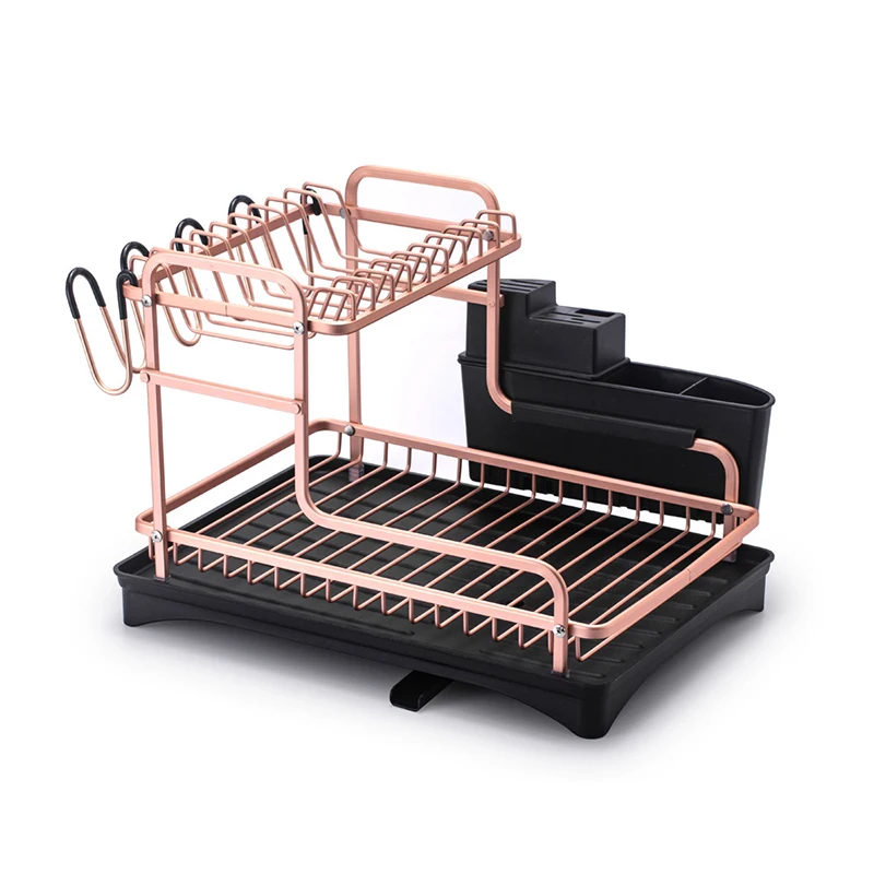 Double-layer Assembly Aluminum Alloy Dish Rack Aluminum Alloy Disassembly Drain Rack Kitchen Rack Storage Rack