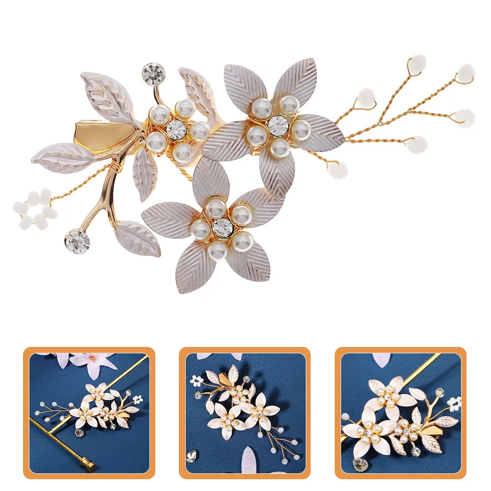 

Gorgeous Bride Hair Piece Gold-Tone Clip with Elegant Rhinestone Floral Accents Perfect for Wedding Prom Party Special Occasions