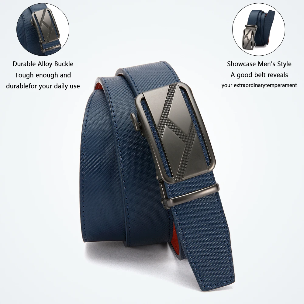Business Belt with Optional Colors Adjustable Metal Rotating Buckle Needle Two-layer Cowhide Men's High-quality