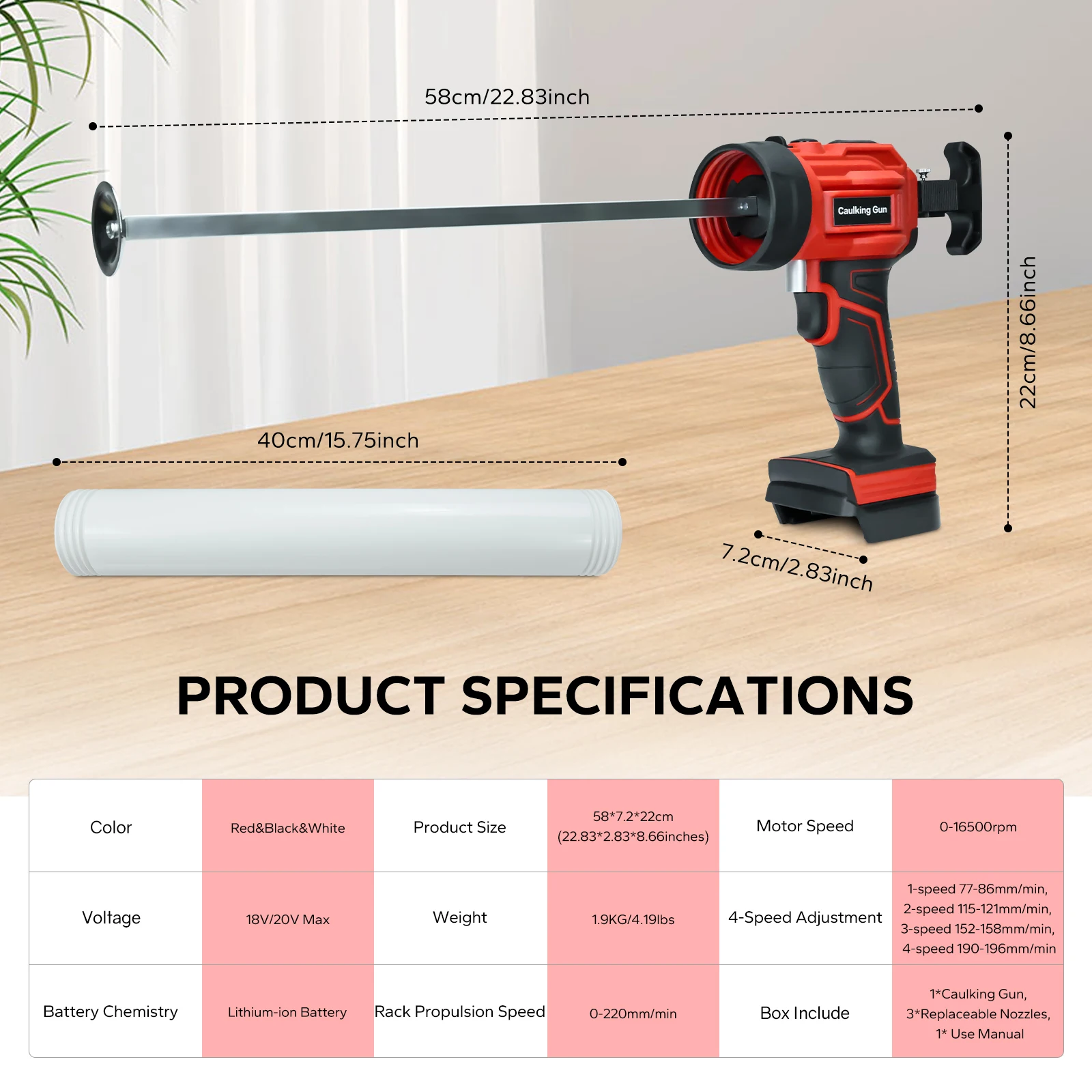 مسدس السد السجق اللاسلكي 20 أونصة/600 مل مسدس لاصق السد الكهربائي الخالي من التنقيط 4 سرعات لبطارية ماكيتا 18 فولت (بدون بطارية)