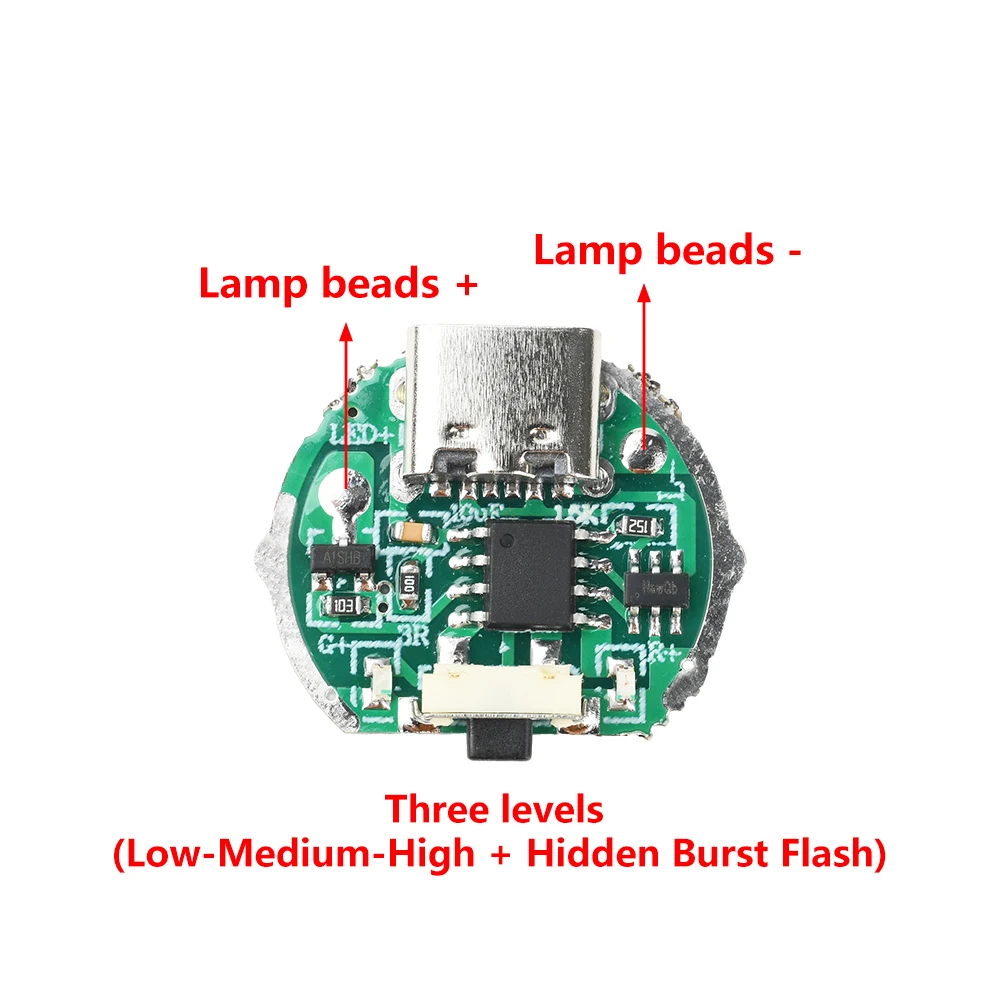 1/5/10 個 Type-C DC 3.2-4.2V 3 スピード調光 + 隠しフラッシュドライバーボードサイドプレス懐中電灯アクセサリー 6-10W ランプビーズ用