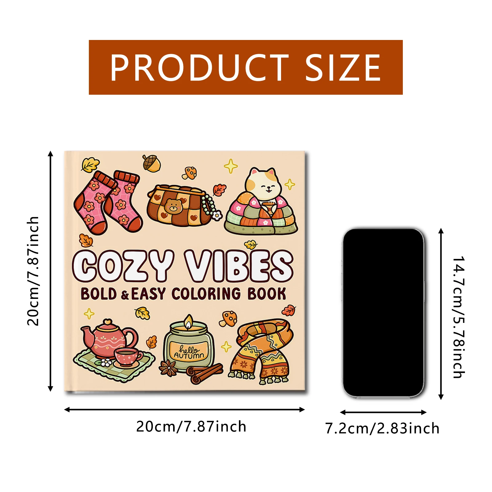 COZY VIBES Bold-easy Patterns Coloring Book for Adults Cute Drawing Book Perfect Gift for Party and Birthday