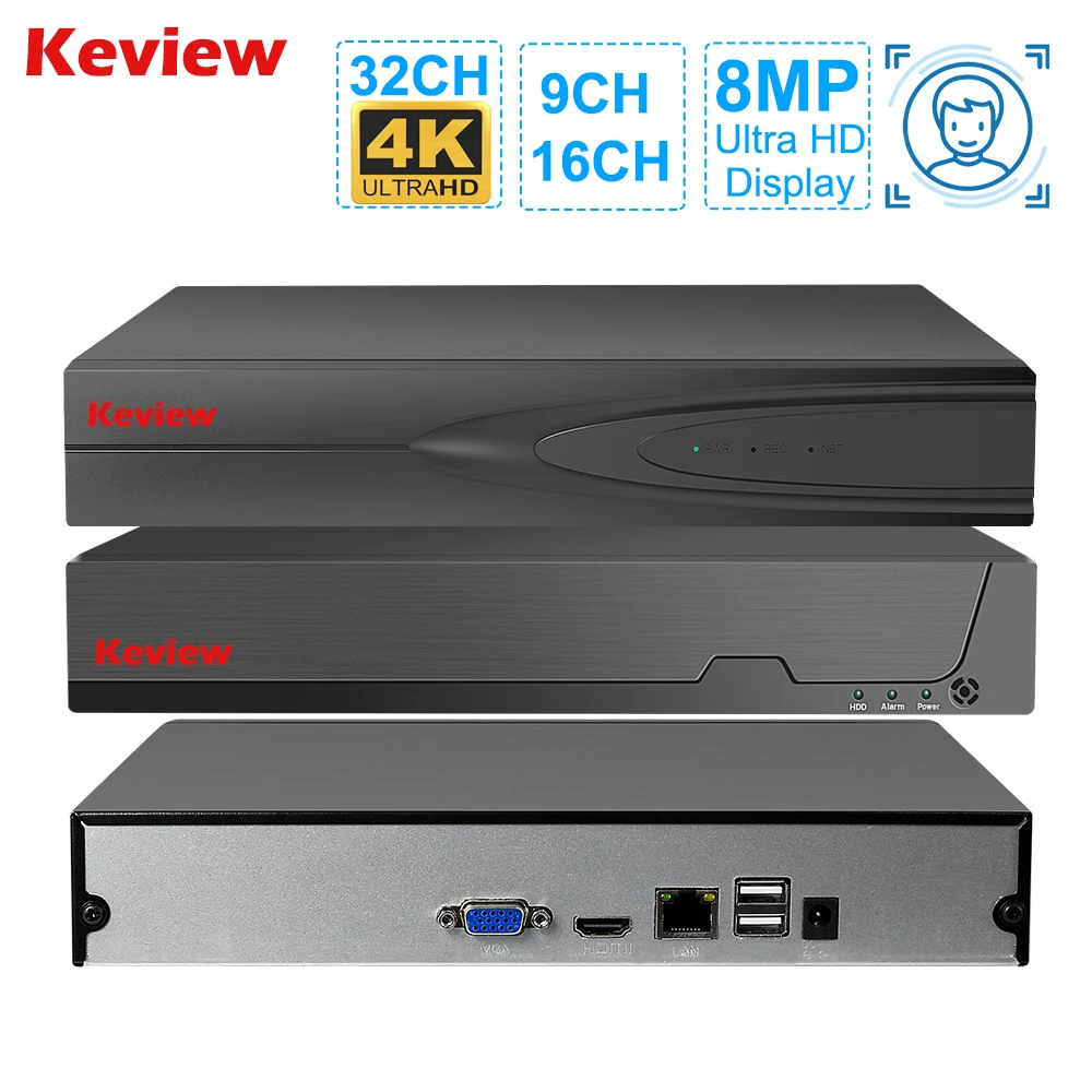 H.265+ NVR 8CH 16CH 32CH DVR CCTV NVR 4K 8MP 5MP 4MP 3MP 2MP IP Network Video Recorder For Surveillance Camera System Kit