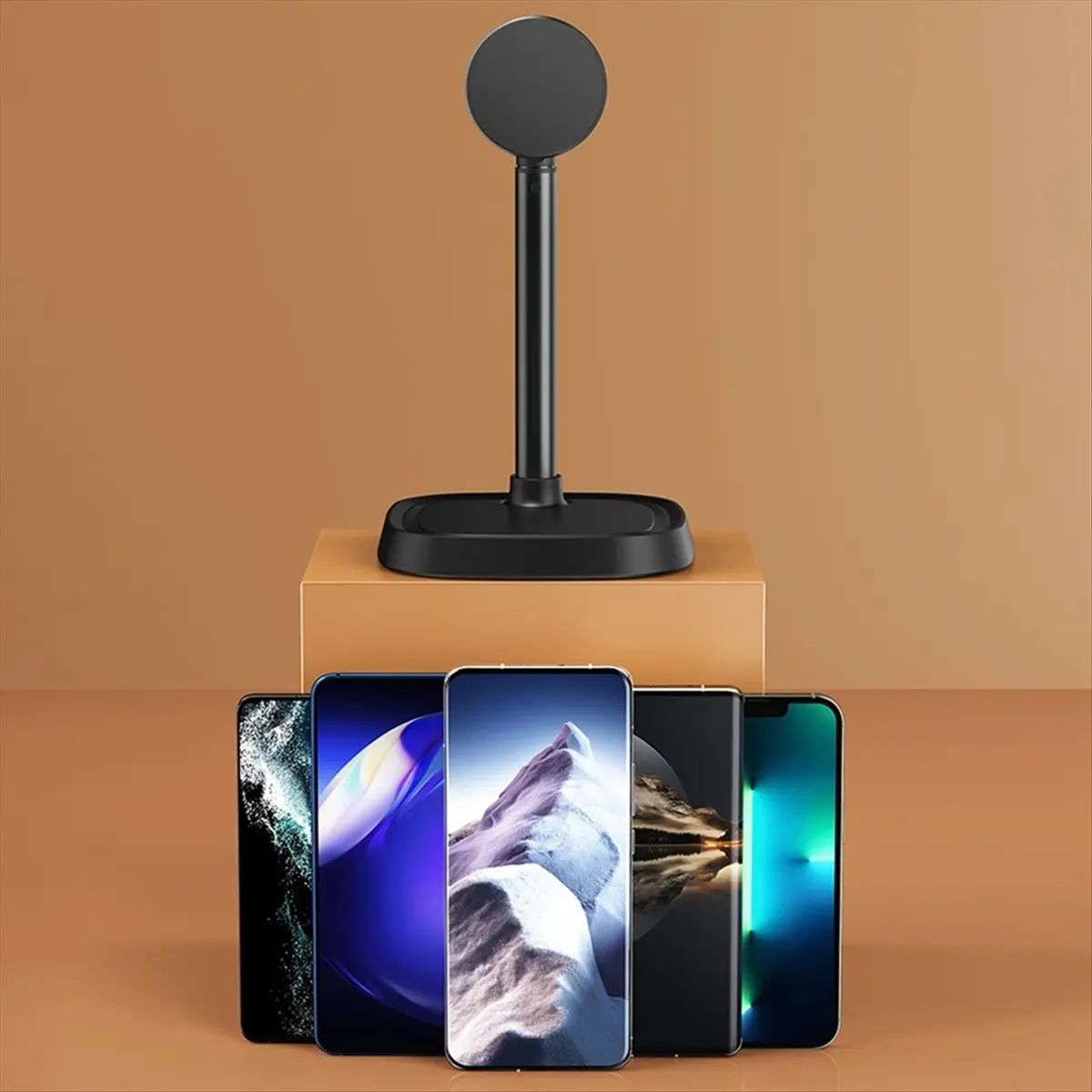 popop Aluminum Alloy Bracket for Desktop Live Streaming Conference Mobile Phone Magnetic Suction Bracket, Silver
