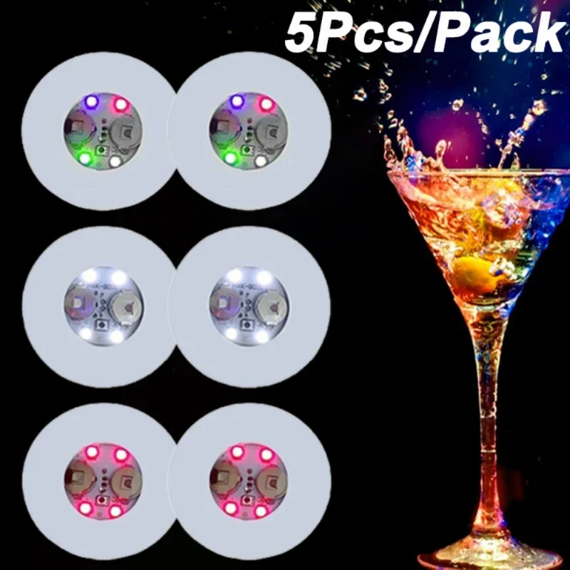 5/1Pcs LED Luminous Coaster Holder Light Bars Mat Mug Stand Table Placemat Party Drink Glass Creative Coaster Home Kitchen Decor