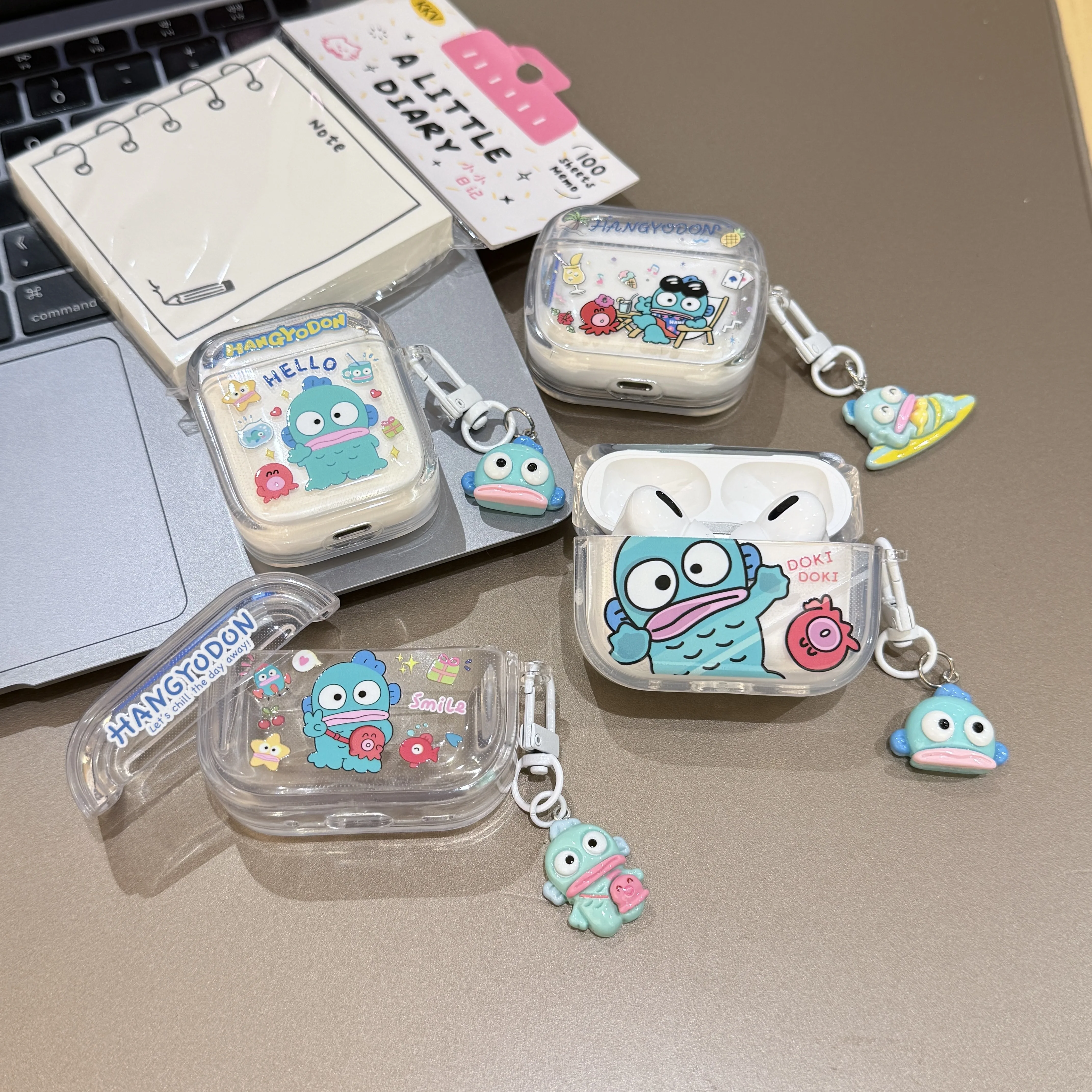 

Novelty Funny Holiday Gift Sanrio For Hangyodon Series Glossy Anti-drop Headphone Case Cartoon For Airpods 4,1,2,3,Pro,Pro 2