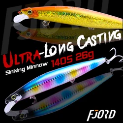 FJORD Ultra Long Casting Fishing Lure 140S 26g Sea Bass Black Minnow Hrad Bait Swimbait Saltwater Tungsten Jerkbait Fishing Item