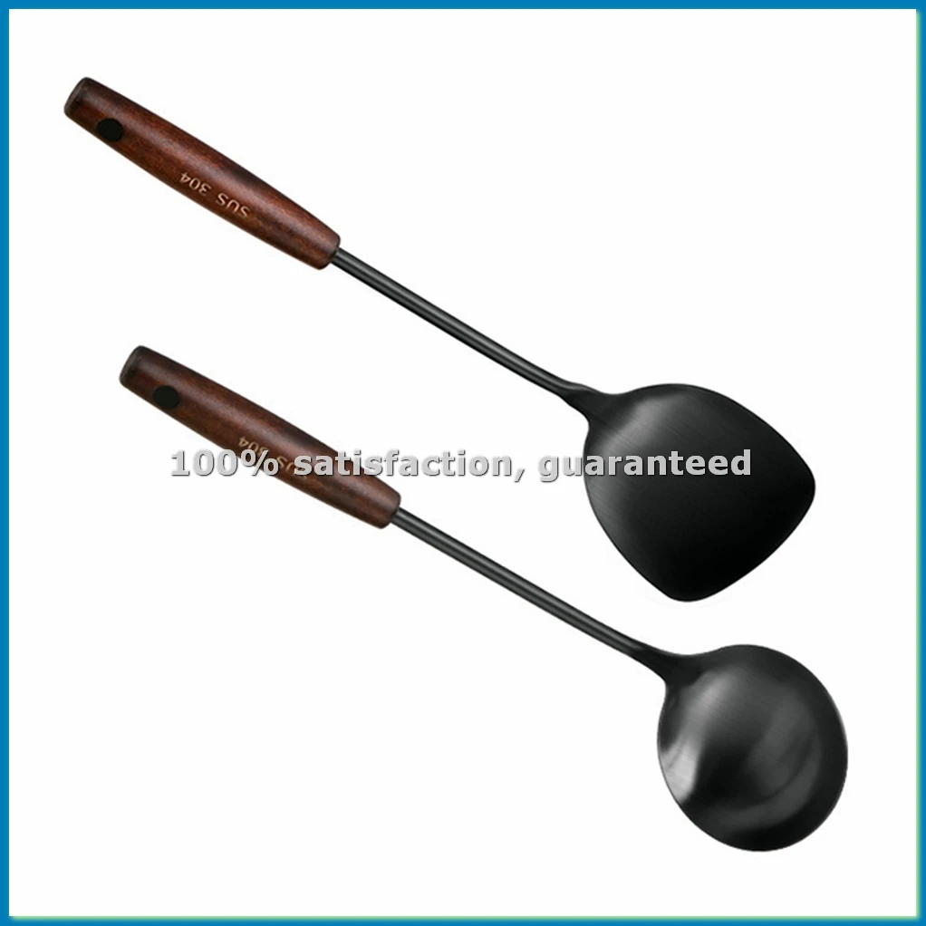 

Набор лопаток и шумовок для вока, 14-дюймовая лопатка для вока, лопатка для вока из нержавеющей стали 304 - FABY