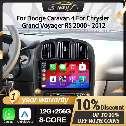 For Dodge Caravan 4 For Chrysler Grand Voyager RS 2000-2012 GPS Car Radio Multimedia Wireless Android 14 CarPlay 2K QLED Screen