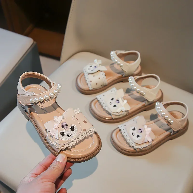 

2025 Fashion Girls' Cute Open Toed Sandals Summer Children's Soft PU Leather Beach Multi Functional Sandals Suitable for Girls