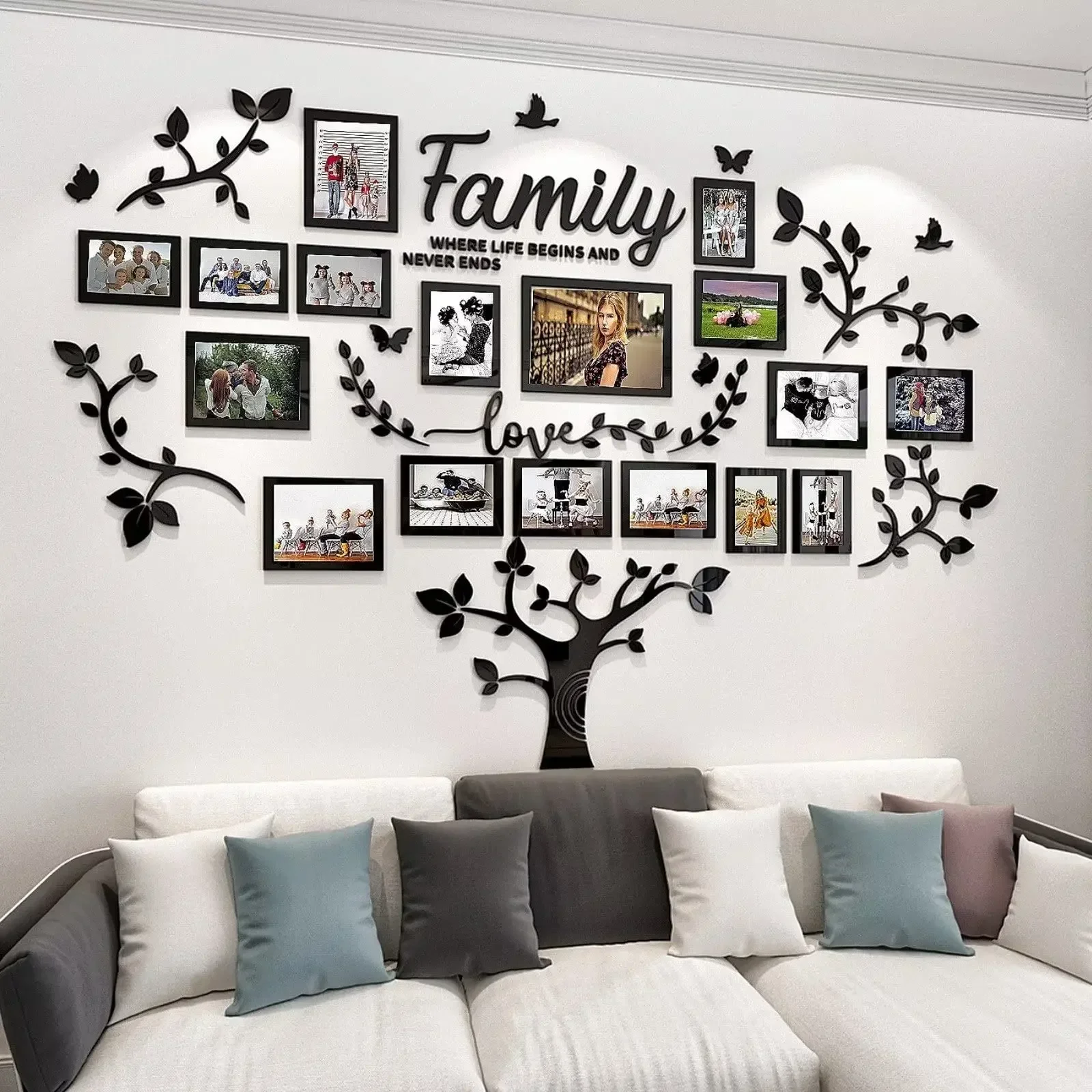 

DIY wall decoration, living room family tree, wall decoration stickers, 3D photo frame collage wall decoration, living room wall