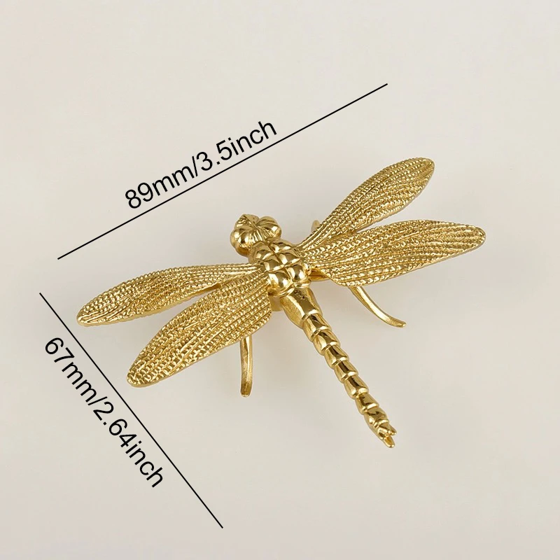 Exquisite 8PCS Solid Brass Gold Dragonfly Furniture Handles Drawer Knobs Cupboard Wardrobe Closet Dresser Cabinet Door Pulls