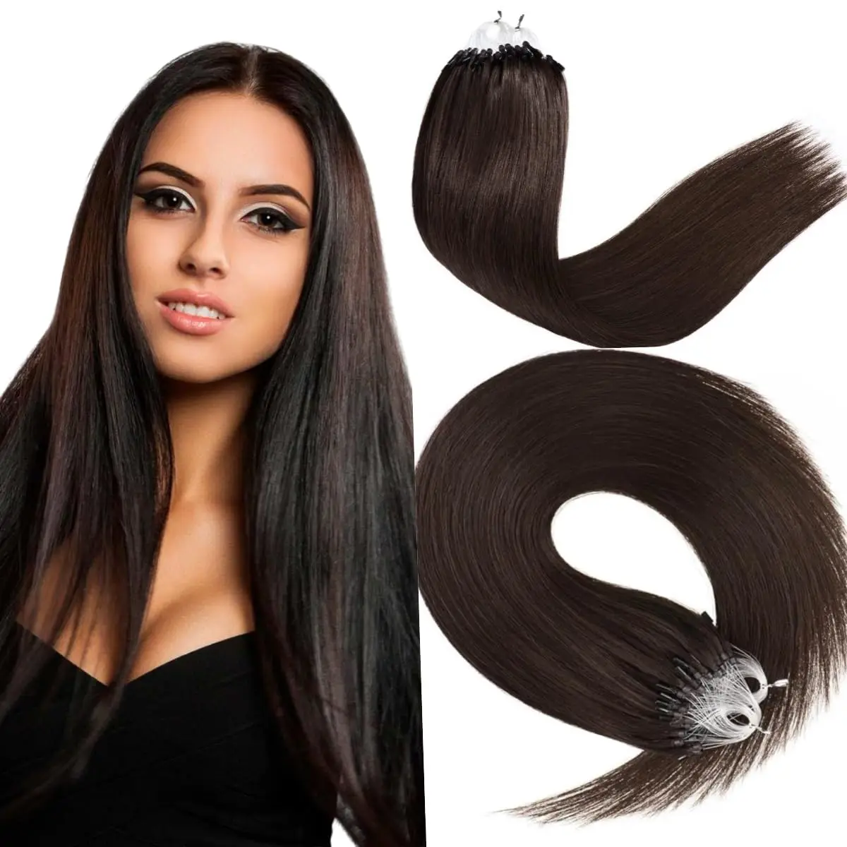 

Kun Na 50 strands Nano Rings Micro Links Human Hair Extensions Natural Blonde Micro Bead Loop Pre Bonded 1g/s Straight Hair