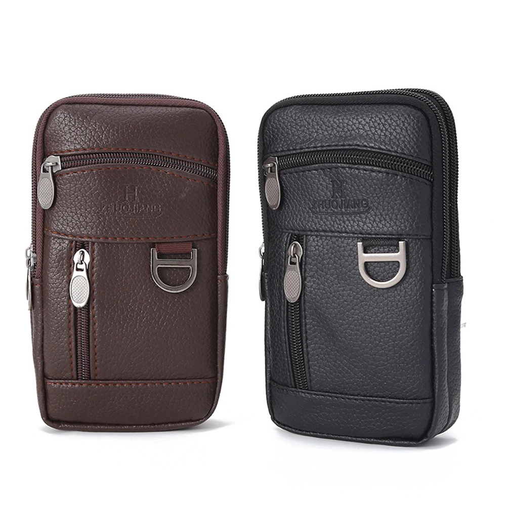 Men Waist Bag Mobile Phone Bag Outdoor PU Leather Wearable Belt Sports Waterproof Small Hanging Bag Business Leisure Coin Purse - Image 6