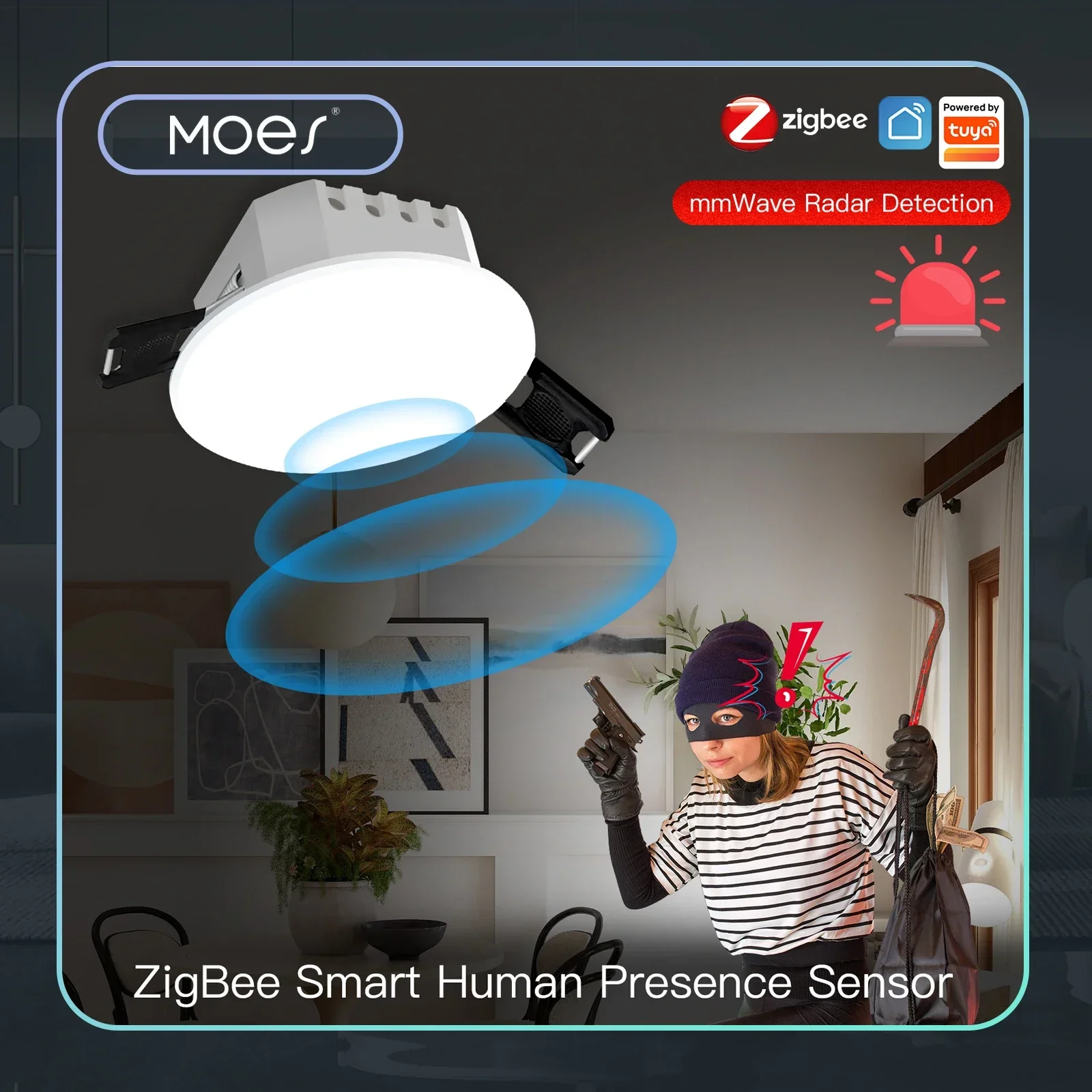 

MOES Tuya Smart ZigBee Human Presence Detector Radar Detection Sensor Photometric 2 in 1 Function Smart Life Ceiling PIR Hub