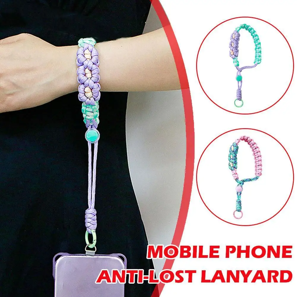 Cute Flower Phone Lanyard Hanging Decoration Can Be Carried Twist Rope Stylish Anti-loss Pendant Strong Wrist Short Straps Band