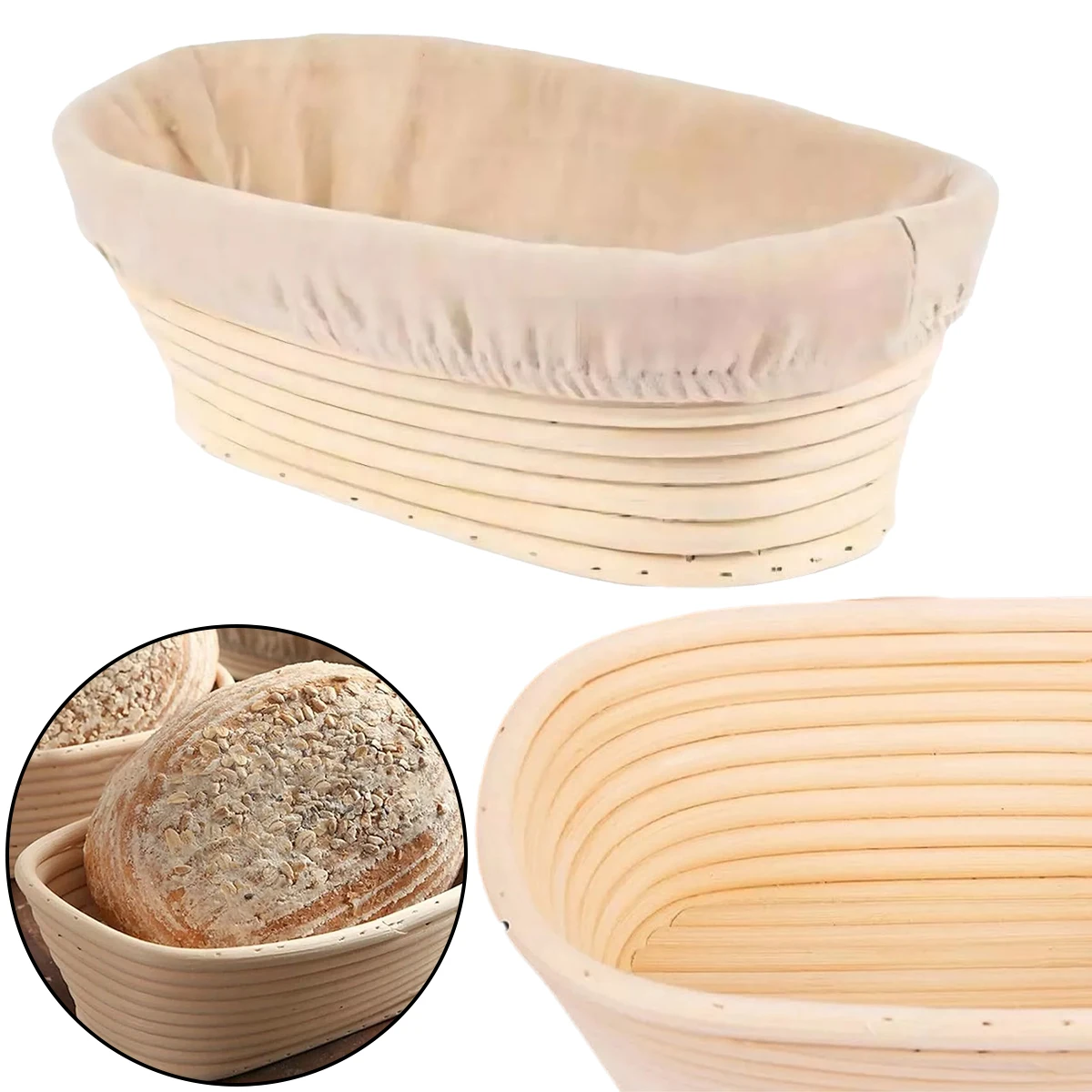 

10Inch Bread Proofing Basket Set or Bread Tools Optional Natural Rattan Basket Dough Fermentation Bread Basket Baking Utensils