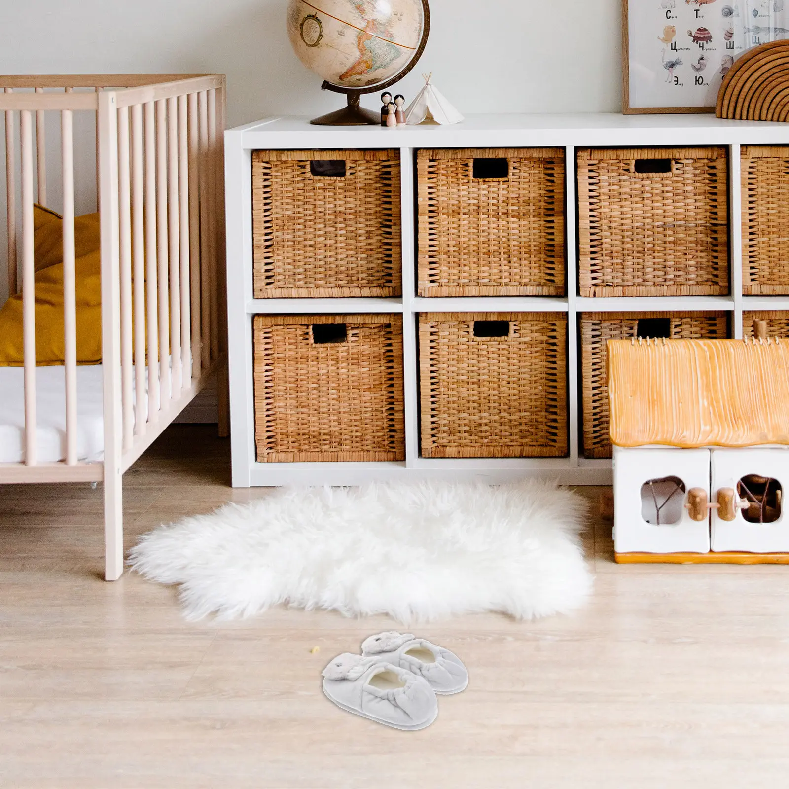 

1Pair Children Nonslip Warm Slippers Bunny Shape Skid Proof Size 19 20 Warm Winter Toe Protection Children Nonslip Slippers