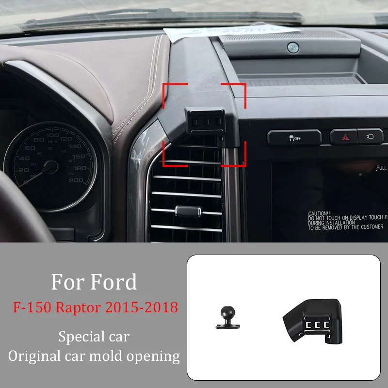 

For Ford F-150 Raptor 2015-2018 Car Phone Holder Wireless Charger Automatic Clamping 360° Rotating Navigation Bracket