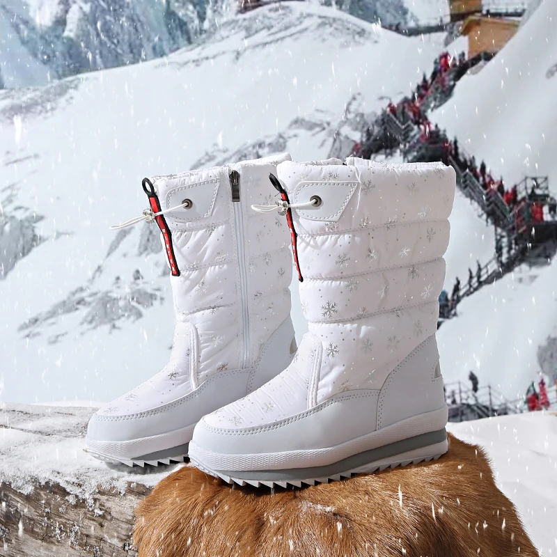 

Warm Autumn and Winter Snow Boots for Women, New Non-Slip Cotton Shoes, Fleece-Lined and Thickened, Outdoor Waterproof High Boots