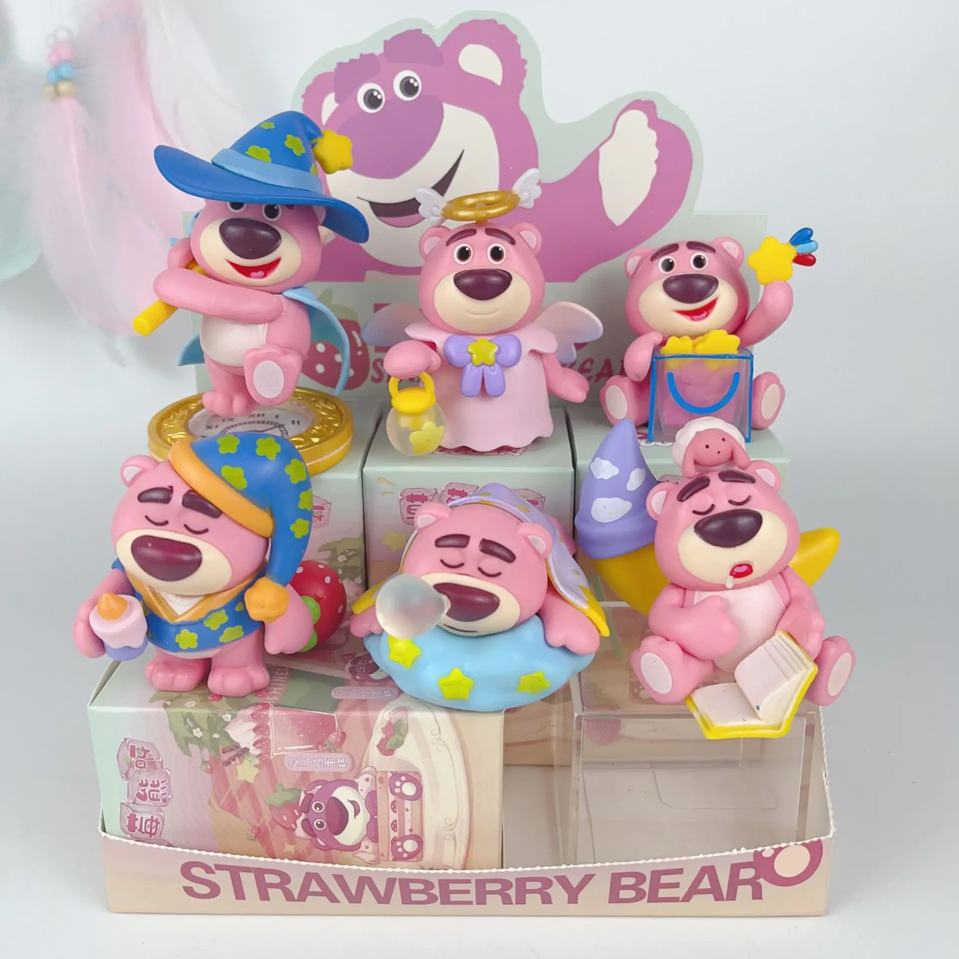 

6-стильная серия Disney Strawberry Butt Bear Sleep, куклы ручной работы, модная игра, слепая коробка, витое яйцо, игрушки, сердце девушки, милые подарки
