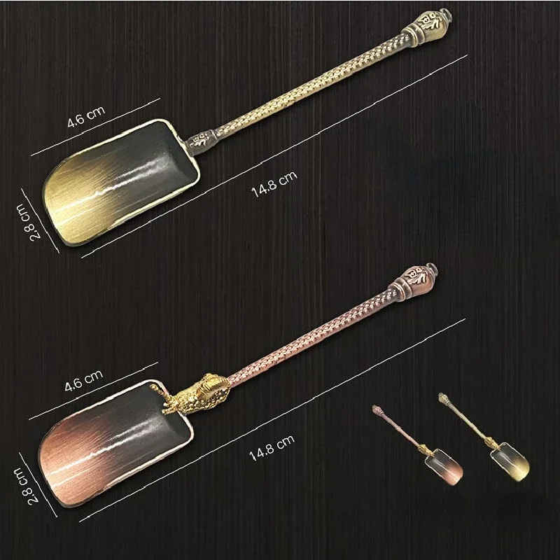 Shovel Shape Tea Spoons Retro Chinese Style Tea Accessories Copper Sugar Salt Coffee Spoons For Kitchen Kongfu Tea Tools Gadgets