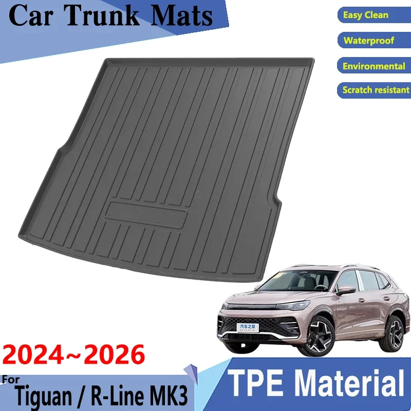 Car Trunk Mat for Volkswagen VW Tiguan R Line LWB 5 seats 2024 2025 2026 MK3 Auto Rear Cargo Tray Trunk Rear Pad Car Accessories