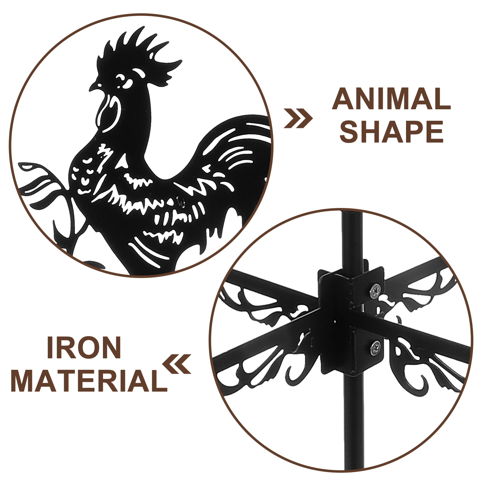 

Wrought Iron Rooster Weather Vane Durable Realistic Garden Decoration Metal Wind Direction Indicator Roof Mount Vanes Black Lawn