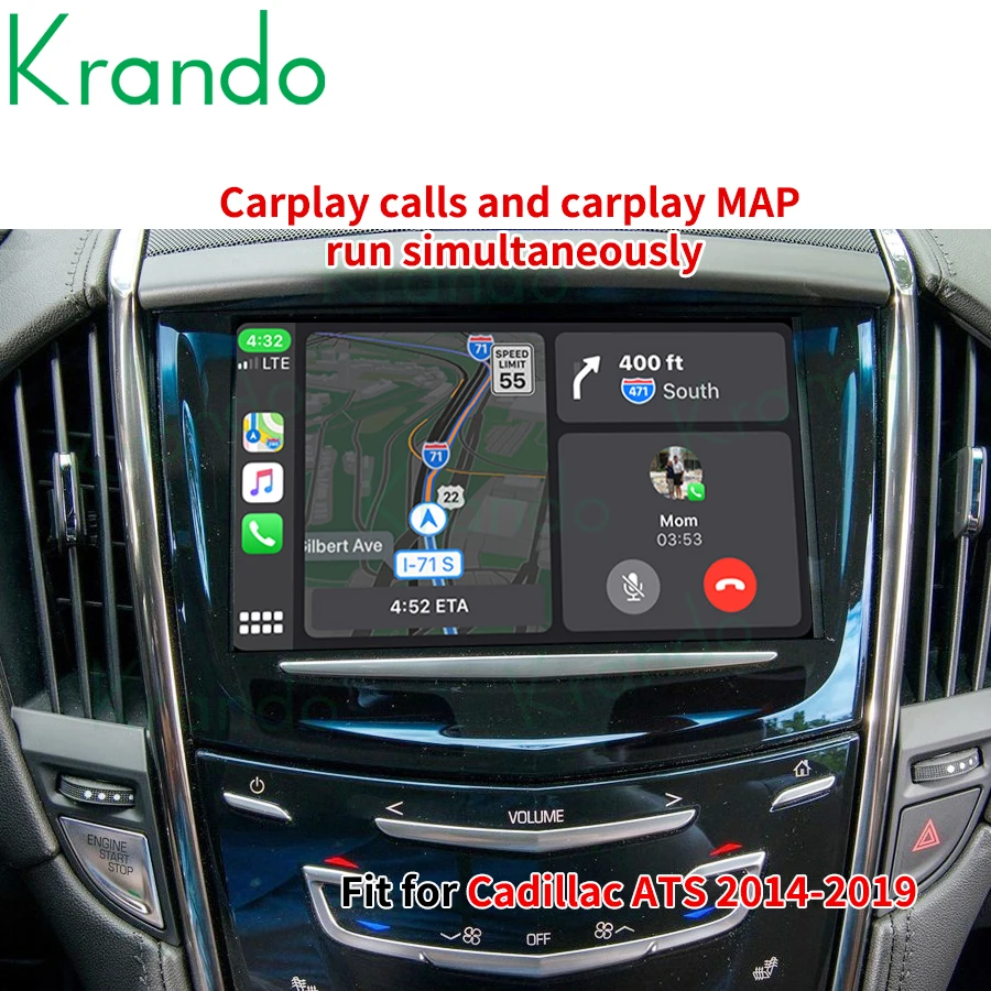 Krando Wireless Apple CarPlay Android Auto Interface Box For Cadillac ATS CTS XTS XT5 SRX Escalade 2014-2019 CUE System Upgrade