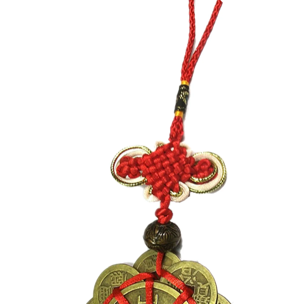 1Pcs Brass Coin & Nylon Cord Feng Shui Mystic Knot 10 Chinese Lucky Coins Cures Home Career Health Wealth