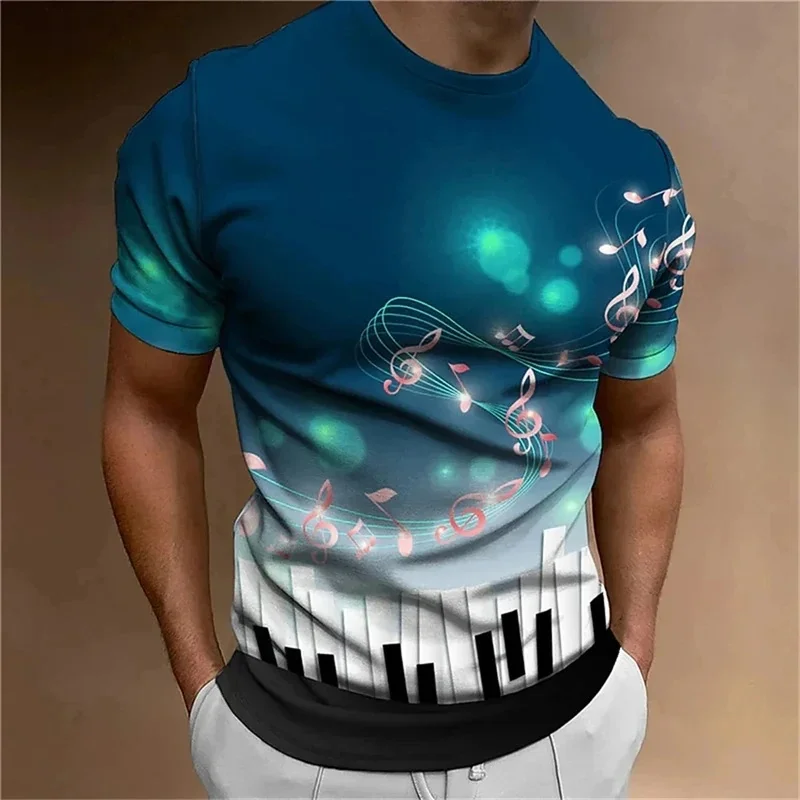 Summer Fashion Men's Printed T-Shirt Round Neck Casual Sports Men's Short Sleeve Quick Dry Street Fashion Element Men's T-Shirt