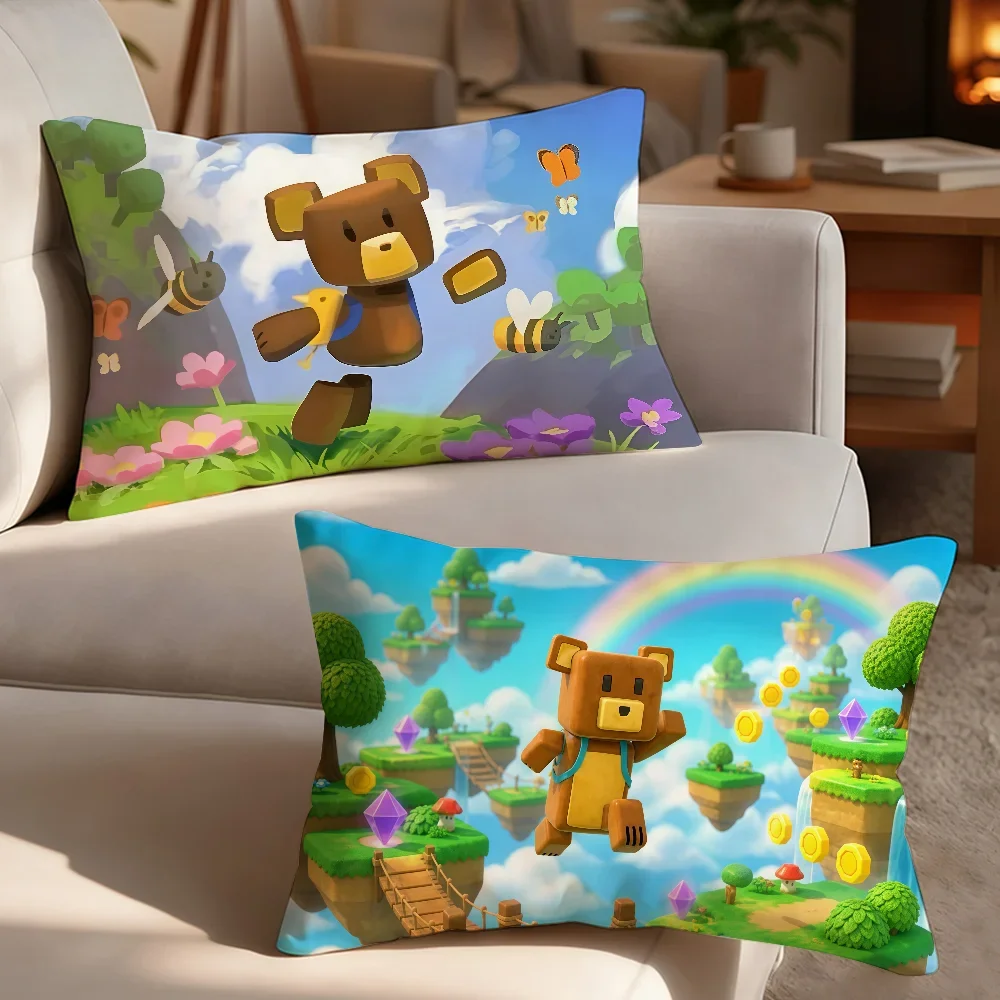 Game Super Bear Adventure cushion cover Breathable Washable Decor Shell Concealed Zipper Sofa Office Lumbar Decoration