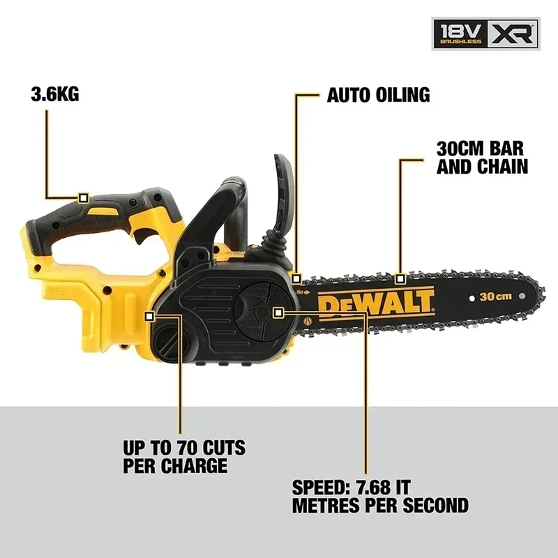 DEWALT DCM565 Cordless Brushless Chain Saw Tool Body Wood Cutter Machine Rechargeable Engraving Saw 20V Power Tools DCM565N