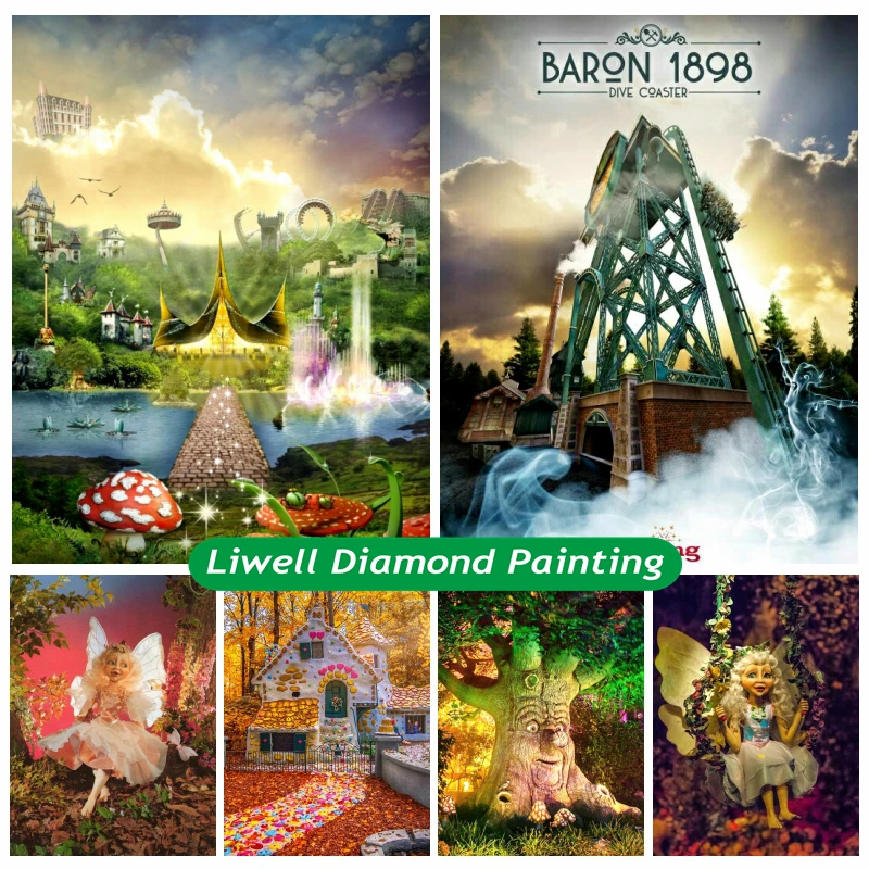 Diy Netherlands Efteling Park Full Diamond Painting Fantasy Children's Paradise Landscape Cross Stitch Mosaic Picture Home Decor