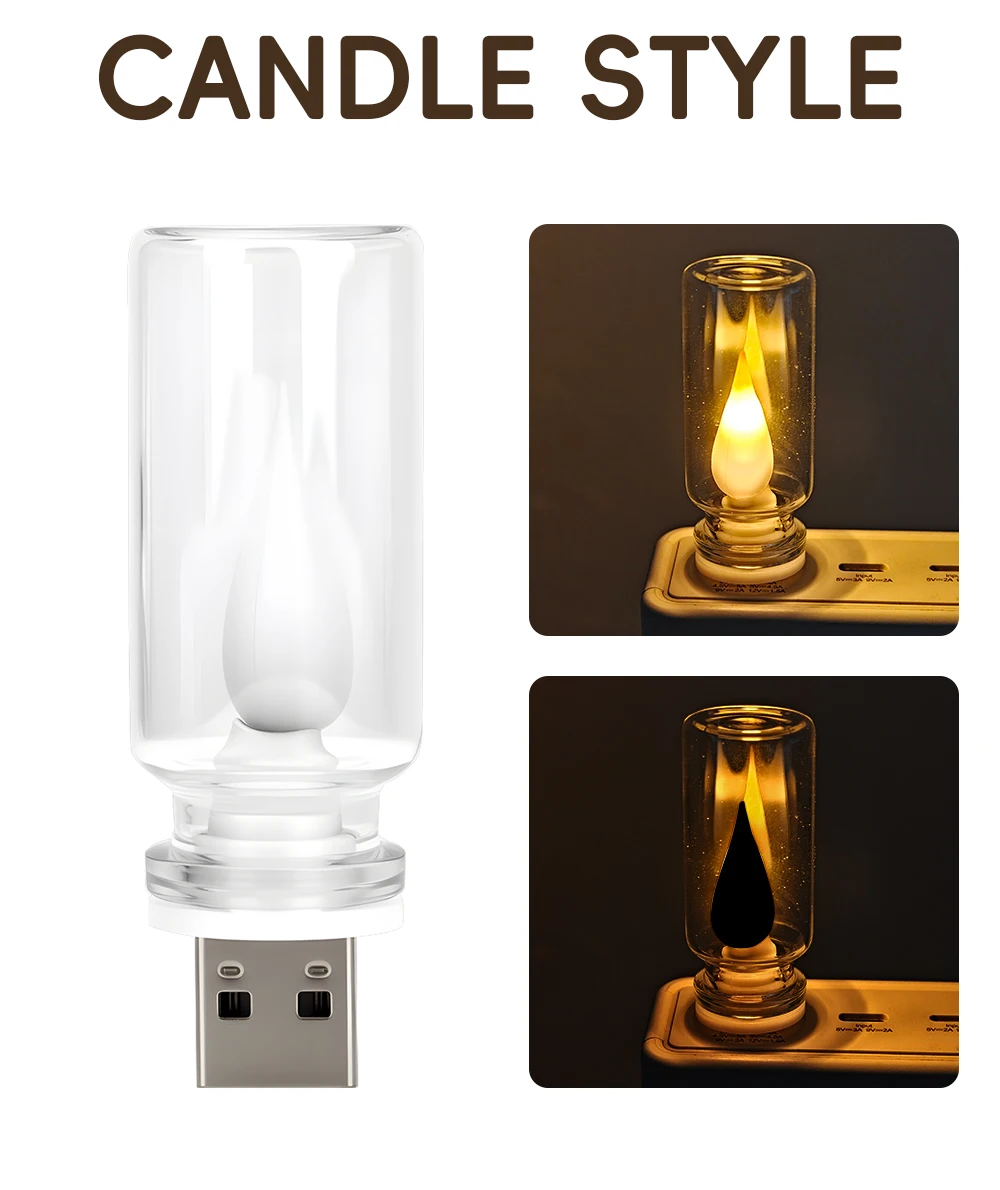 

USB светодиодная вспышка, свечи, лампочка, украшение интерьера автомобиля, окружающая лампа RGB, многоцветный USB Plug-Play, без модификации