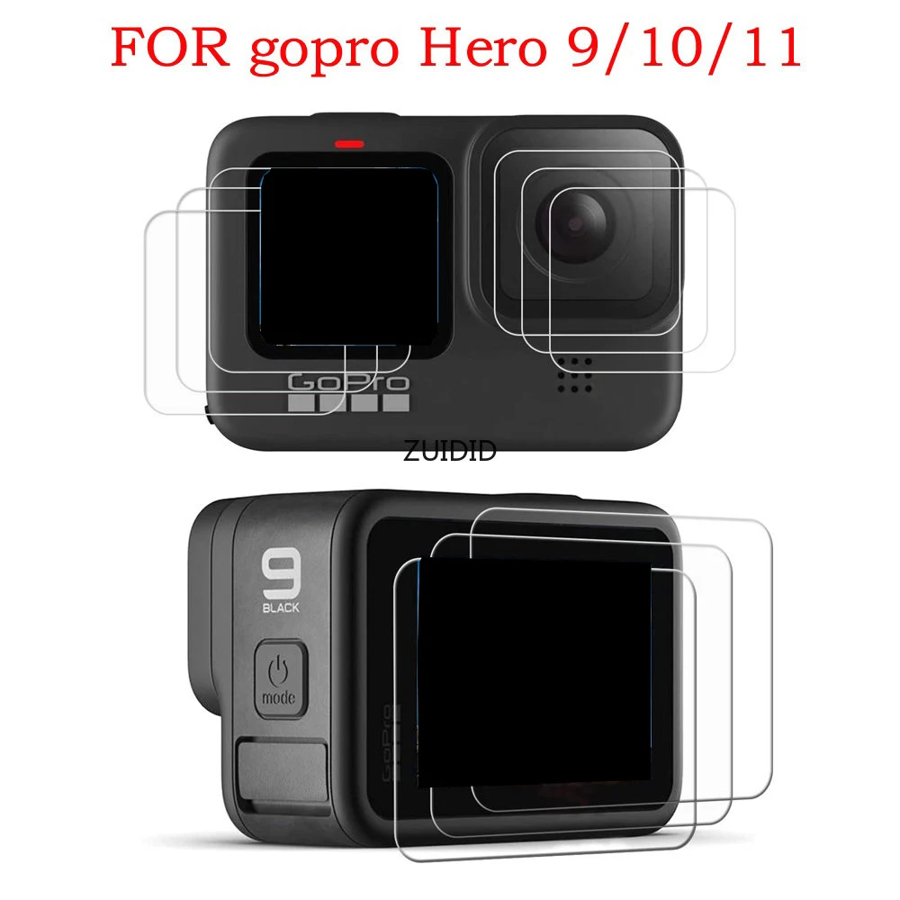 Camera Lens Tempered Glass Film HD Screen Protector Dustproof Protective Film for GoPro 12/11/10/9 Sports Action Video Cameras